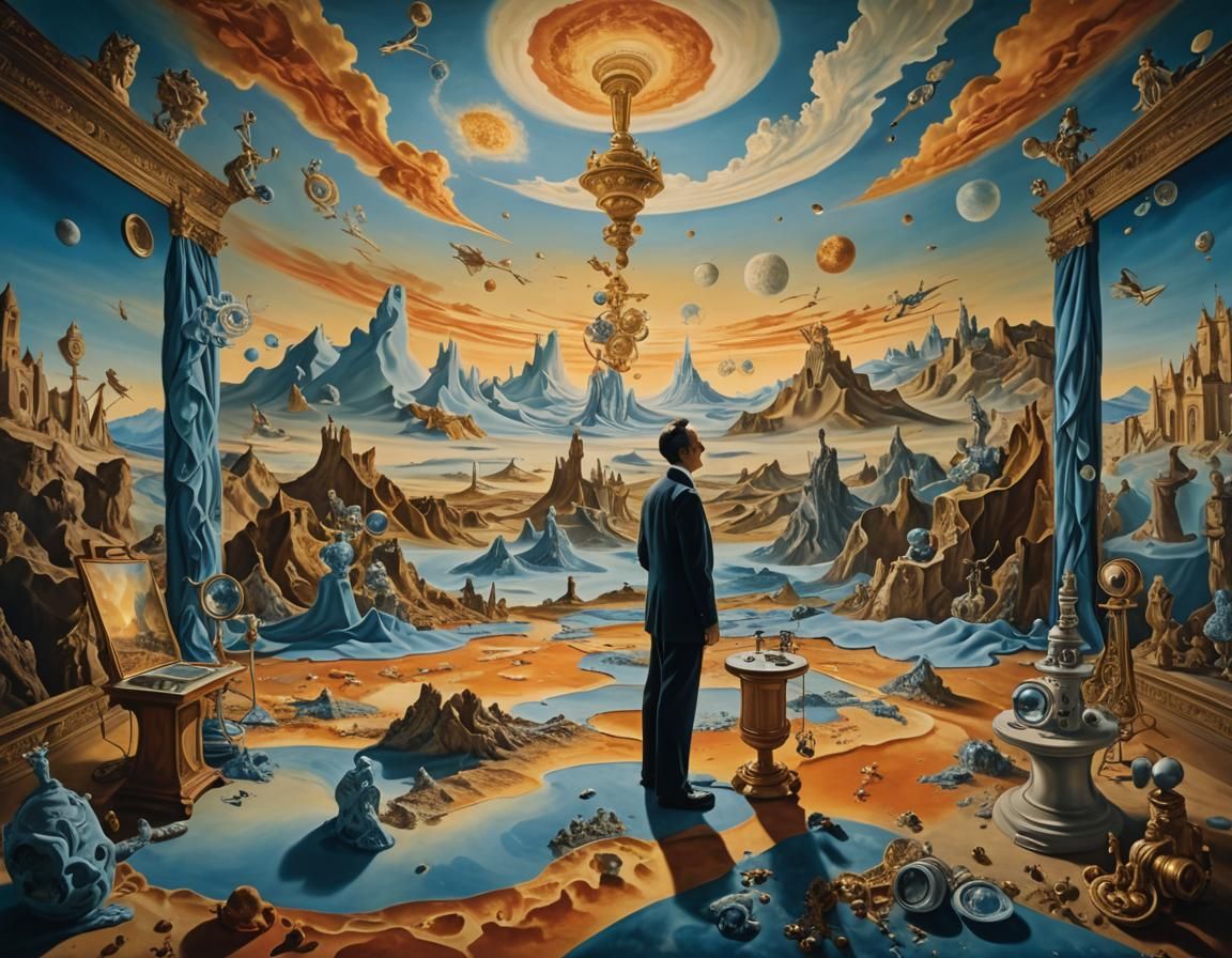 Surreal Historian in Dreamlike Space, Salvador Dali Style