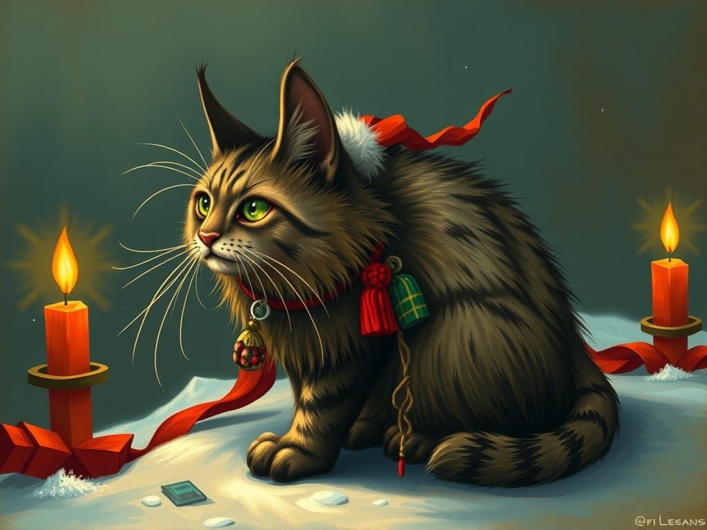 Fierce Winter Feline Companion of Icelandic Trolls