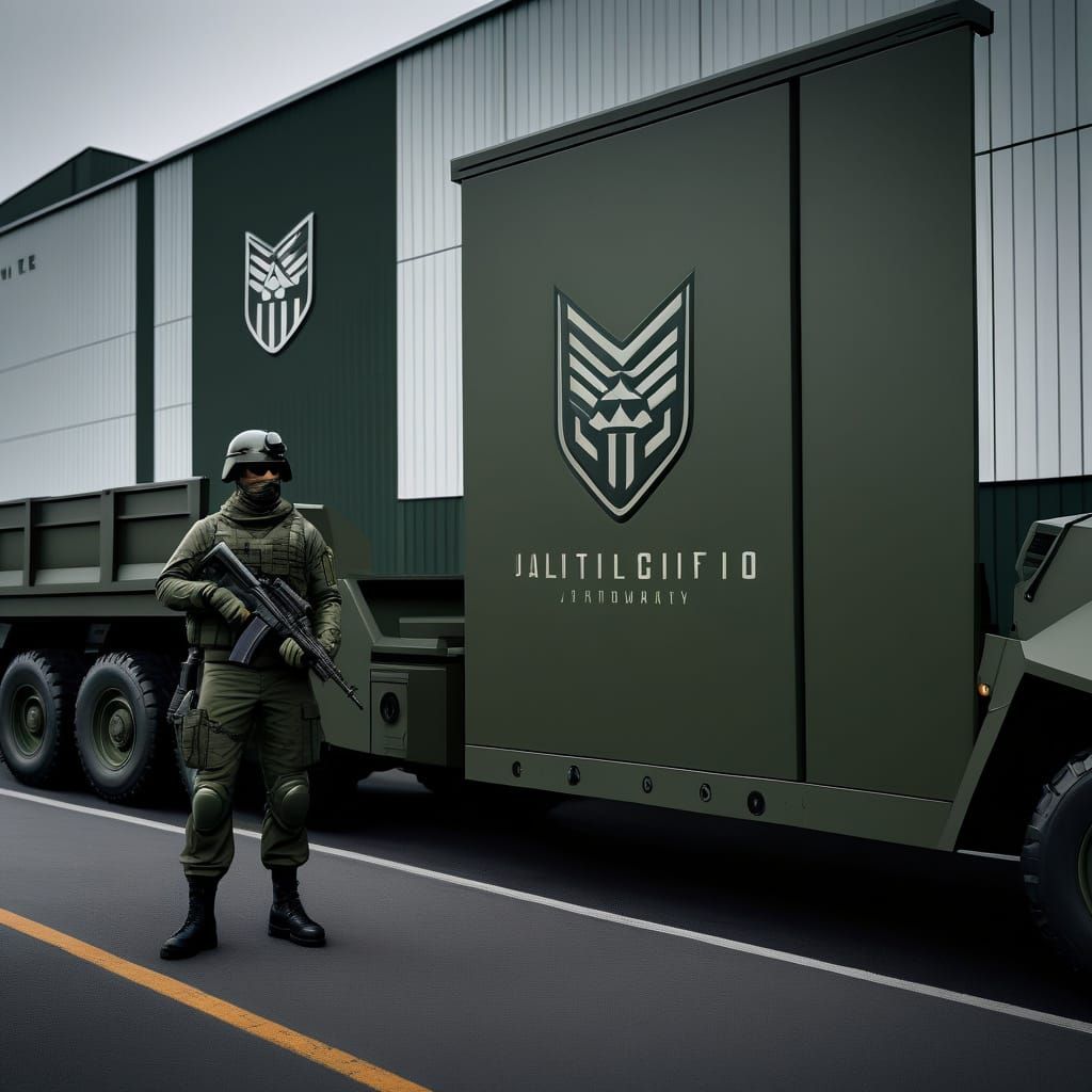 NATO Green Military Contractor Logo in Geometric Style