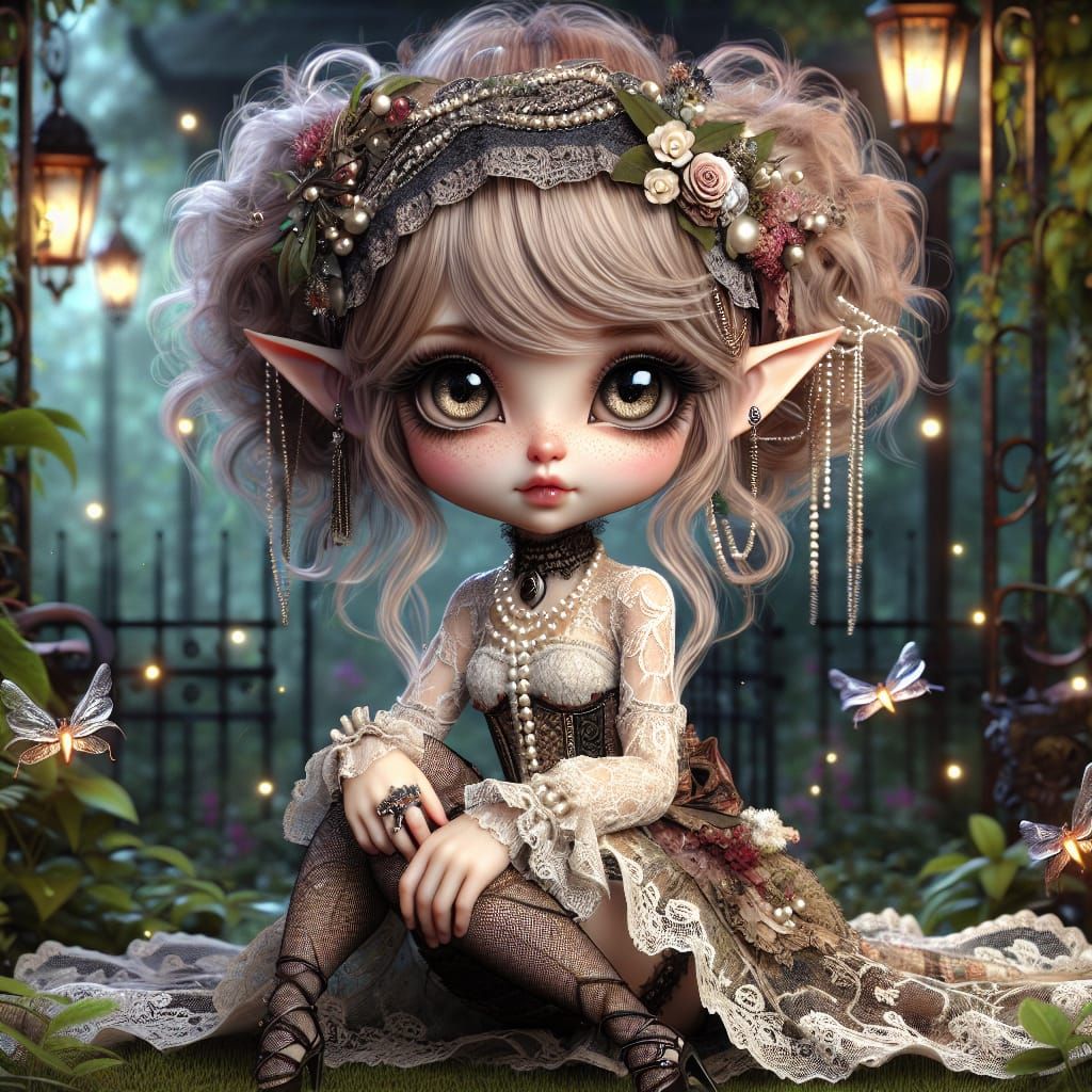 Punk Elven Princess in Enchanted Garden