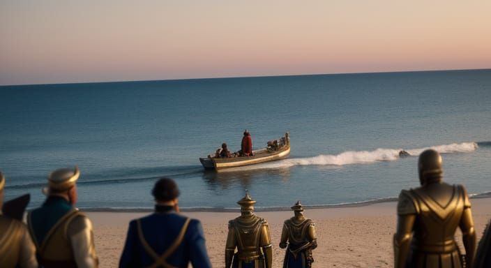 Thirty-Three Heroes on Shore with Uncle Chernomor in Golden ...