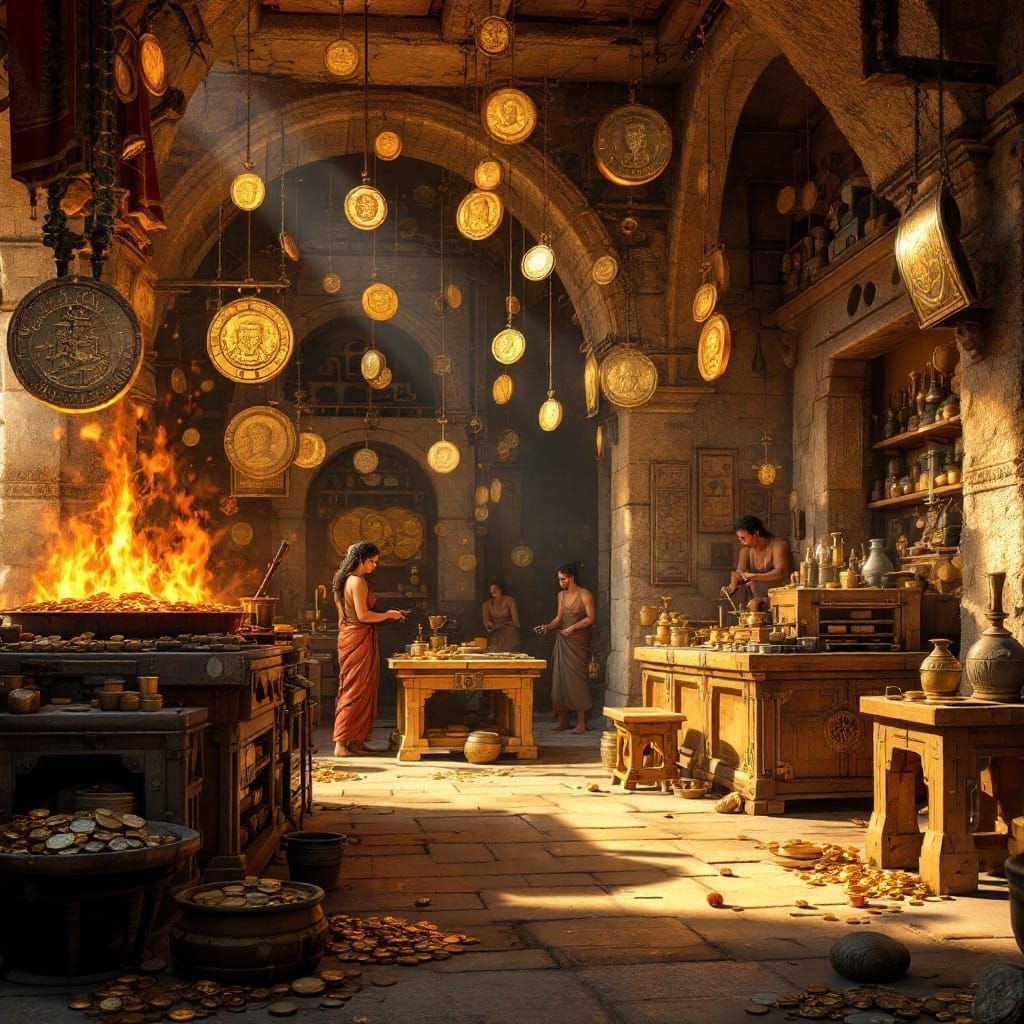 Ancient Artisans Craft History's First Coins in Bustling Mar...