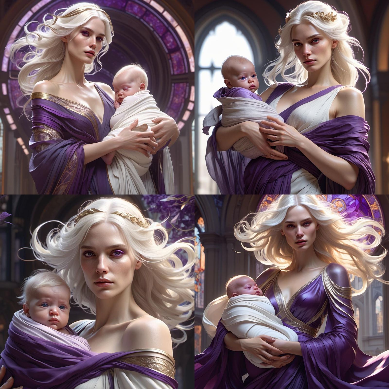 Woman with Newborn, Hyperdetailed Digital Portrait