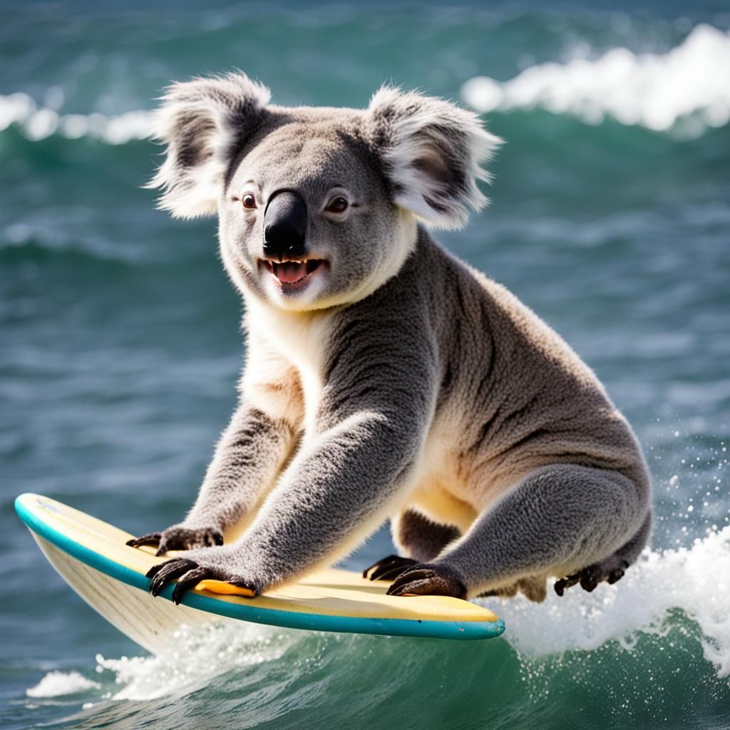 Koala Surfing Off the Australian Coast