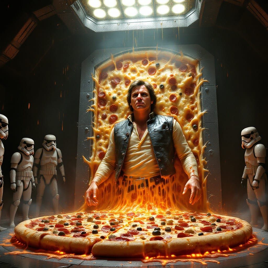 Han Solo Frozen in Pizza, Cinematic Absurdism