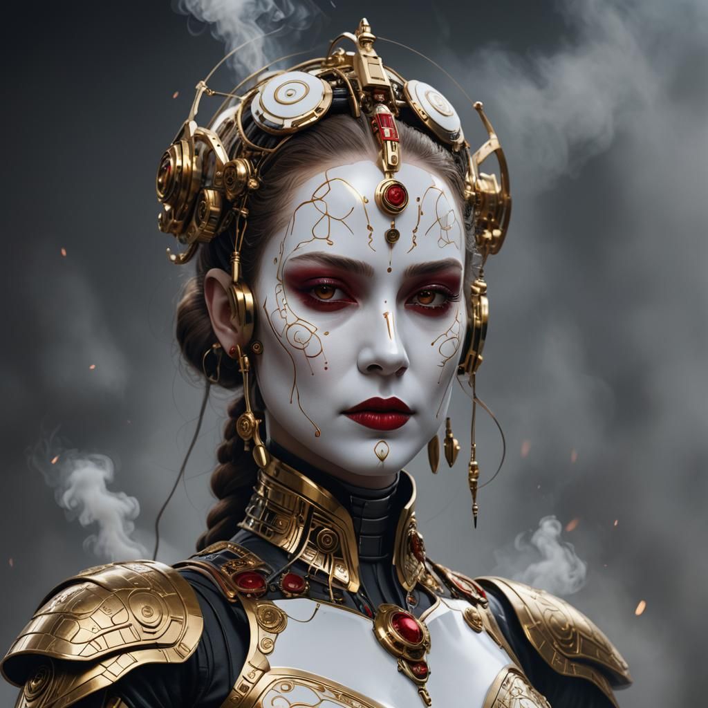 Robotic Padme Amidala in Detailed Matte Painting