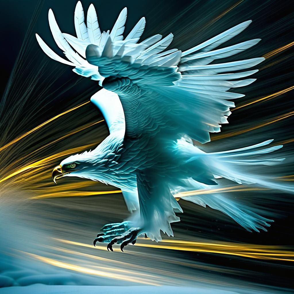 Ice sculpture of an eagle in flight