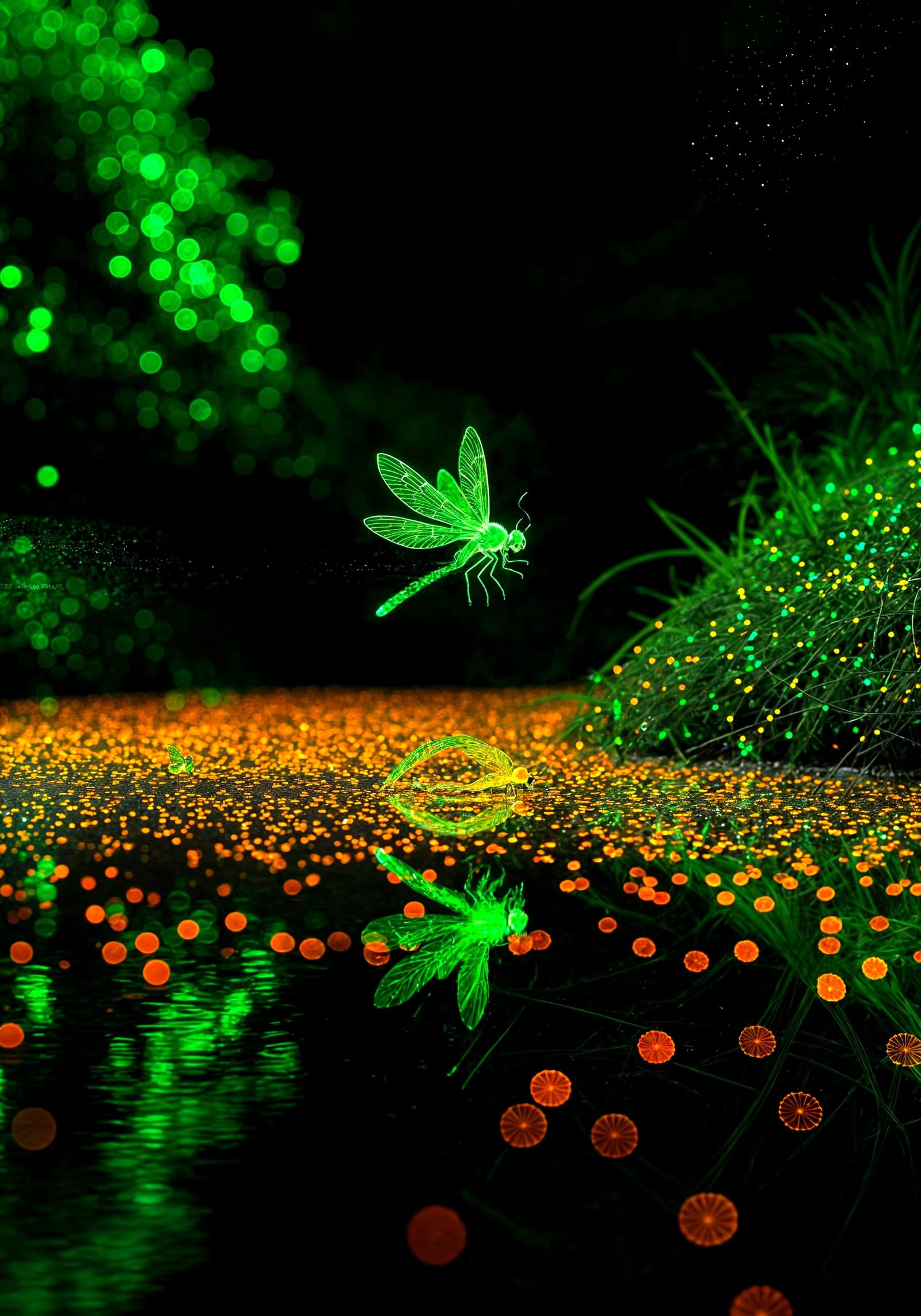 Neon green and neon orange