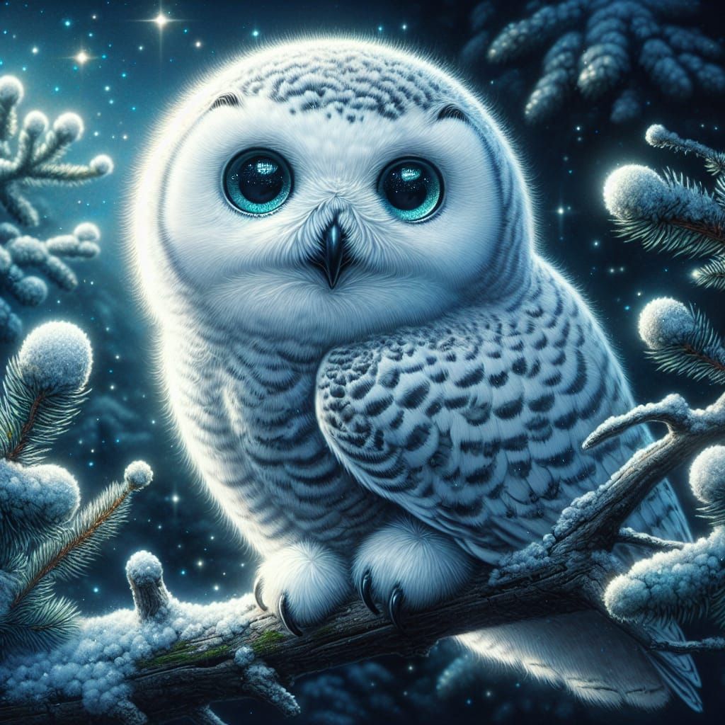 Enchanting Snowy Owl Portrait in Ethereal Lighting