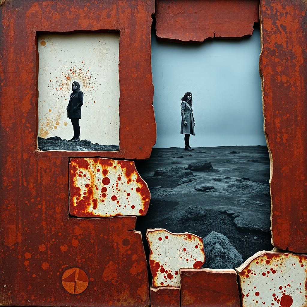 Surreal Landscape in Distressed Textures