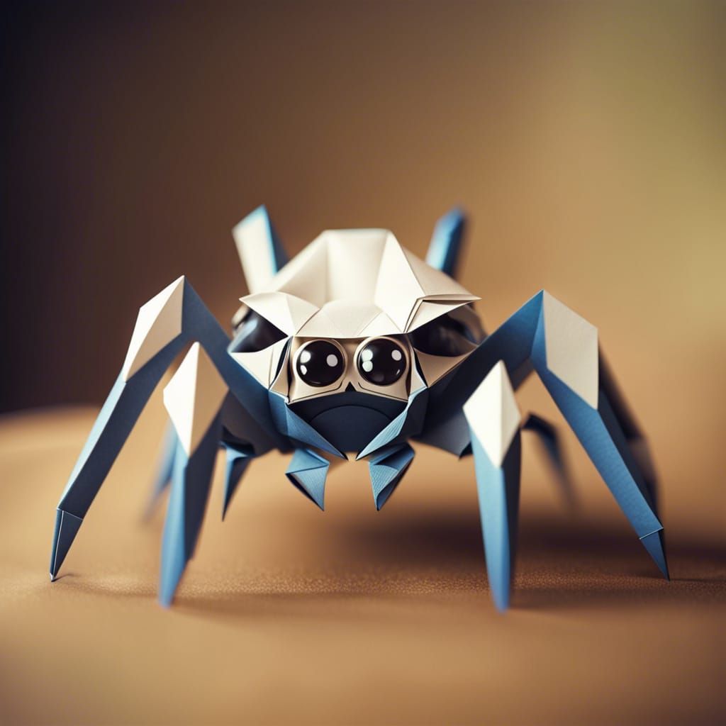 Origami Jumping Spider Papercraft in Soft Focus