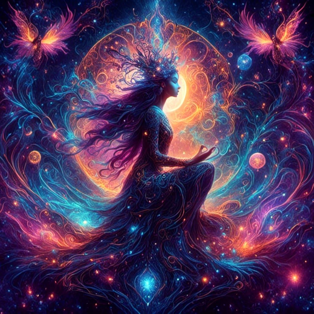 Holographic Cosmic Path to Spirit in Astral Illustration
