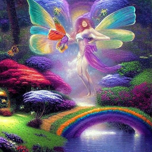 Rainbow Butterfly God in Ethereal Paradise
