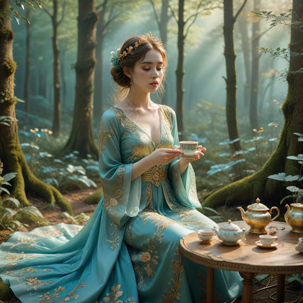 Fae Tea Ceremony in Art Nouveau Style