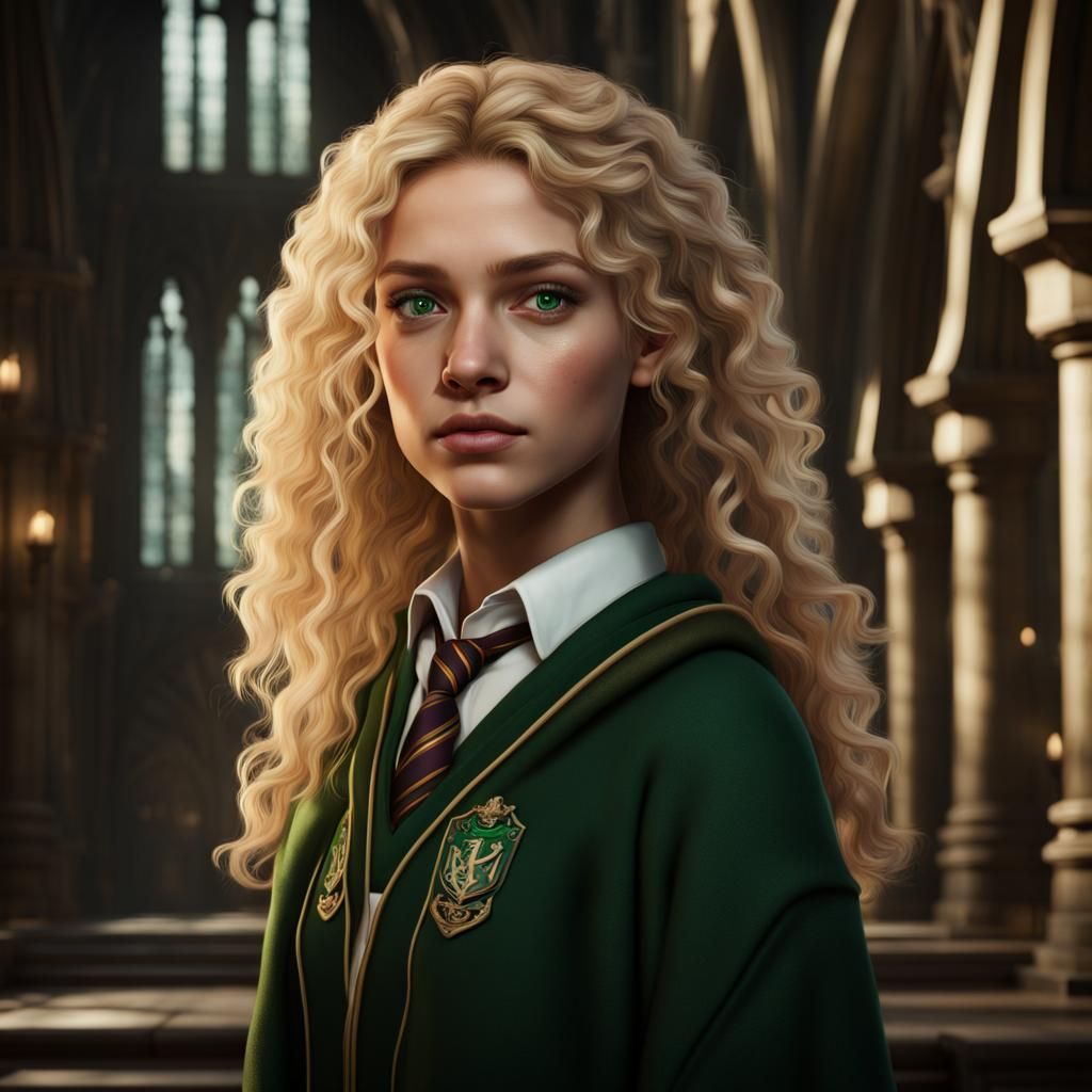 Blonde Slytherin Girl in Detailed Digital Art