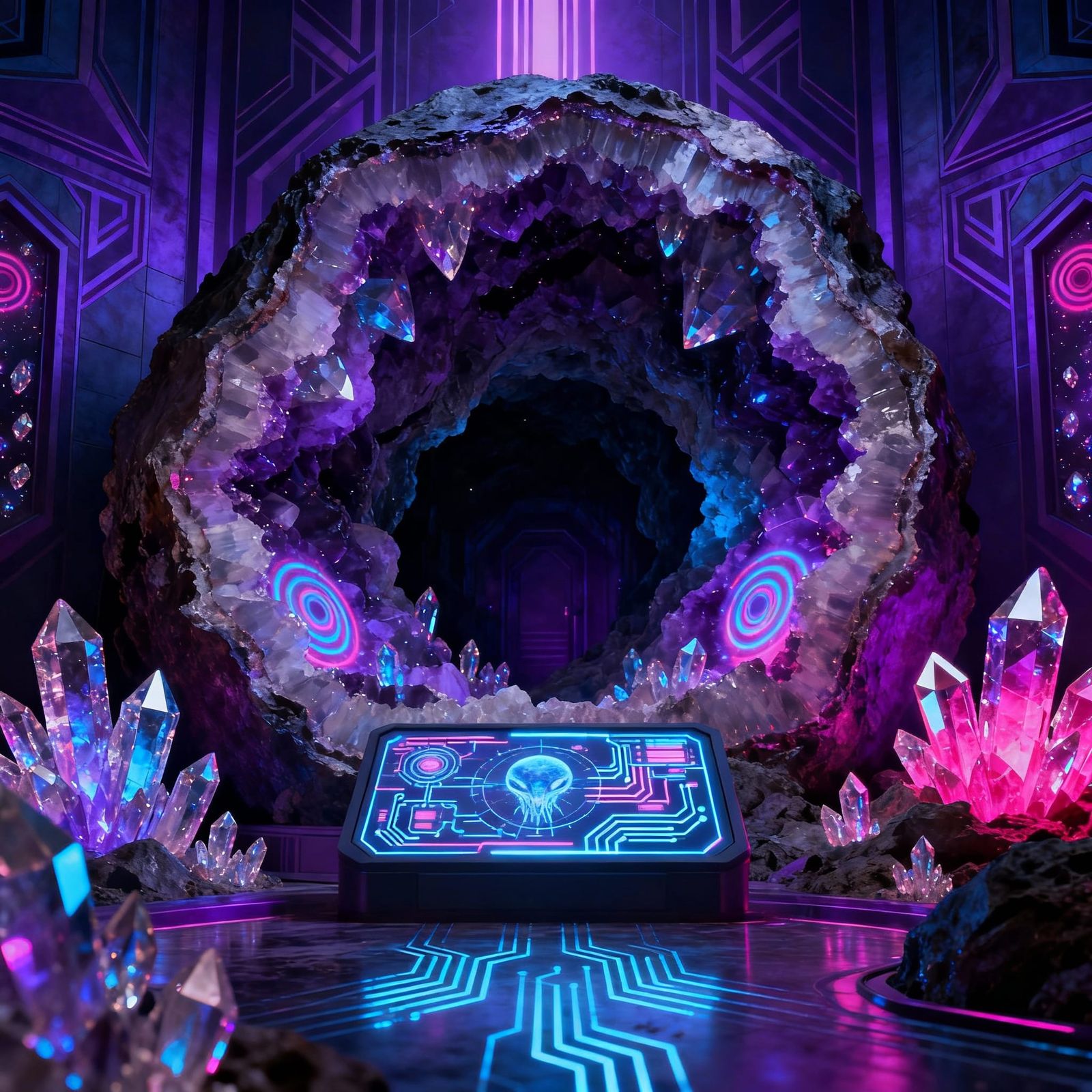 Villain's Geode Hideout With Hypnotic Crystal Light