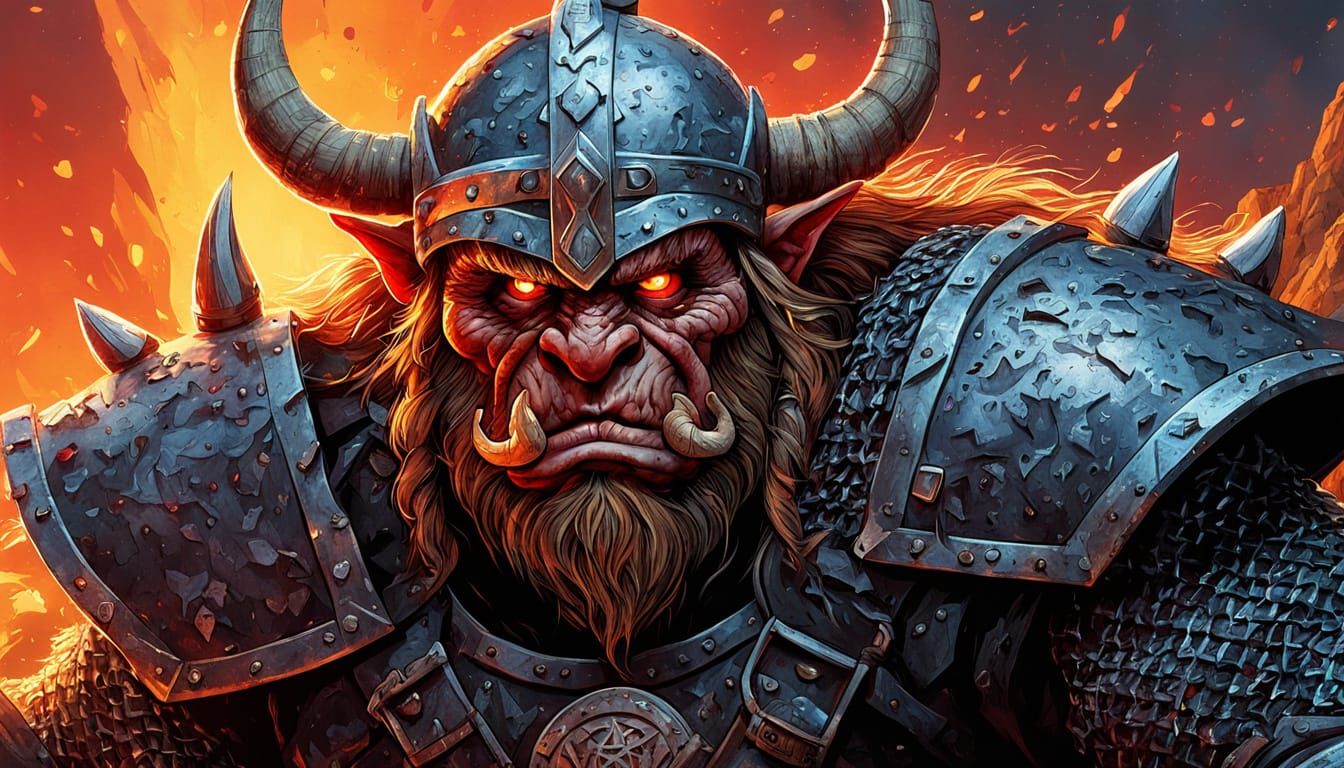 Viking Troll on Battlefield, Comic Book Art