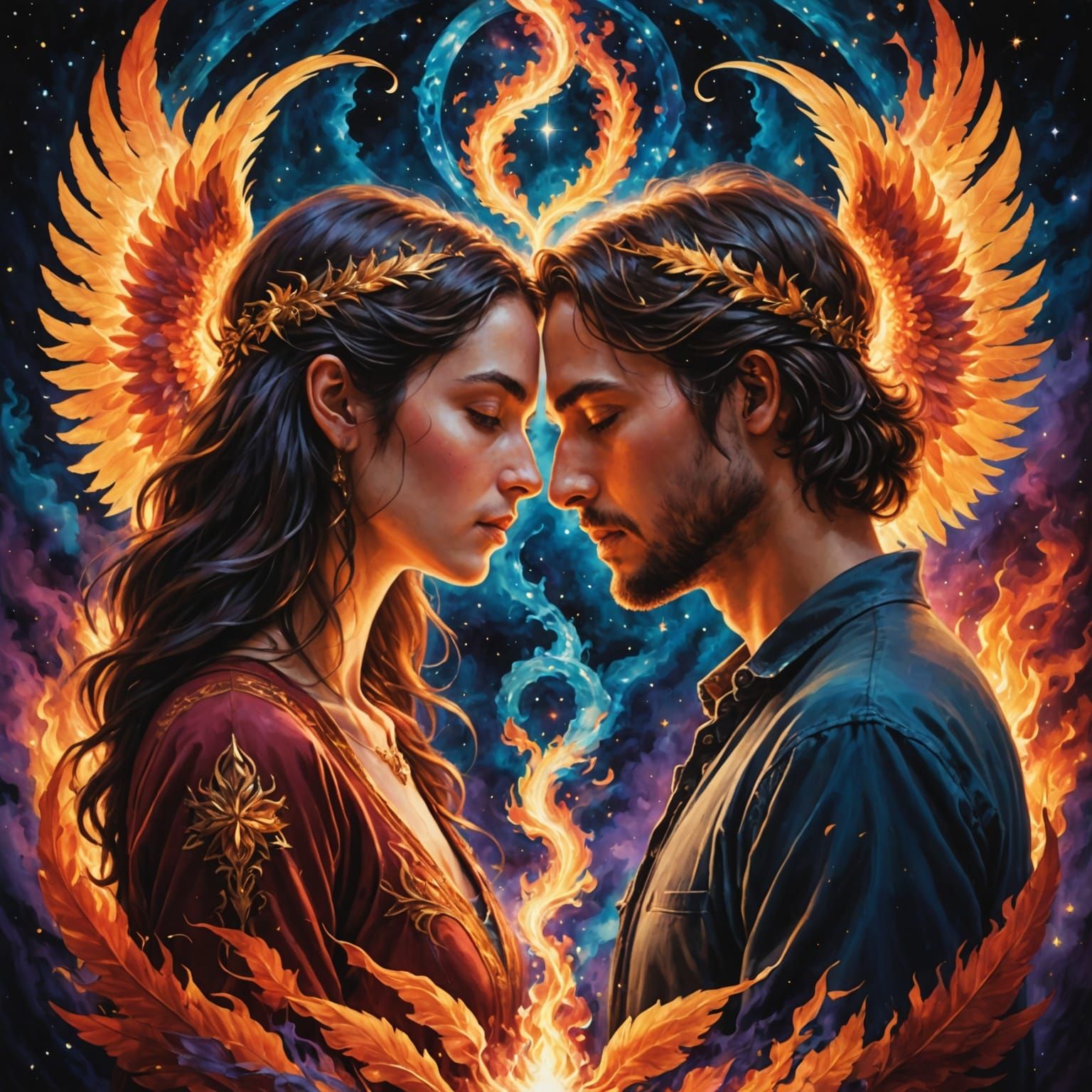 Abstract Twin Flames Art