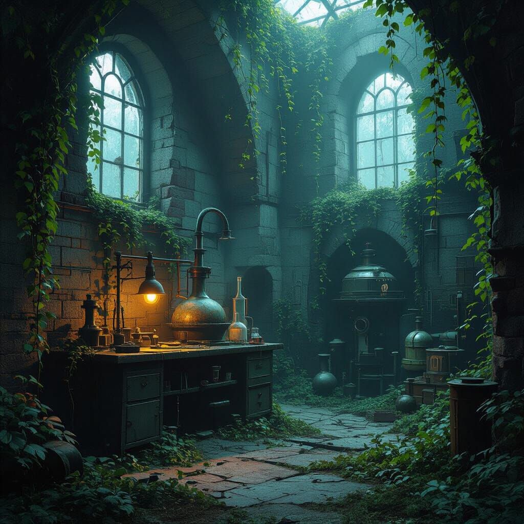 Enchanted Workshop Ruins in Surreal Style