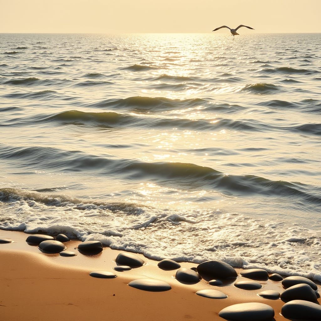 Gentle Giant Ocean in Warm Sunset Light