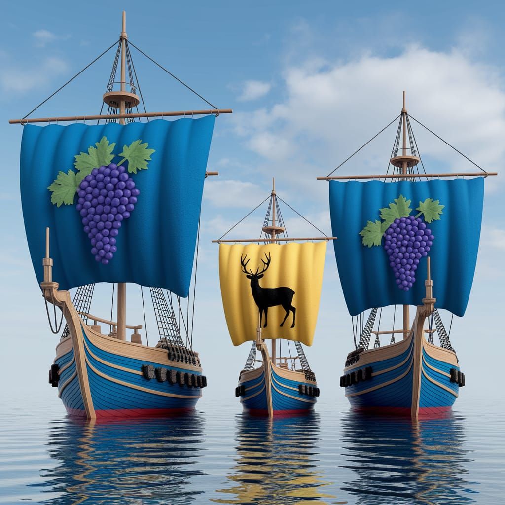 Medieval Royal Fleets with Grapes and Stag