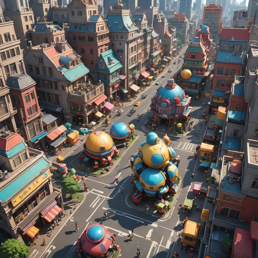 City of Giant Toys: A 3D Anime Art Creation