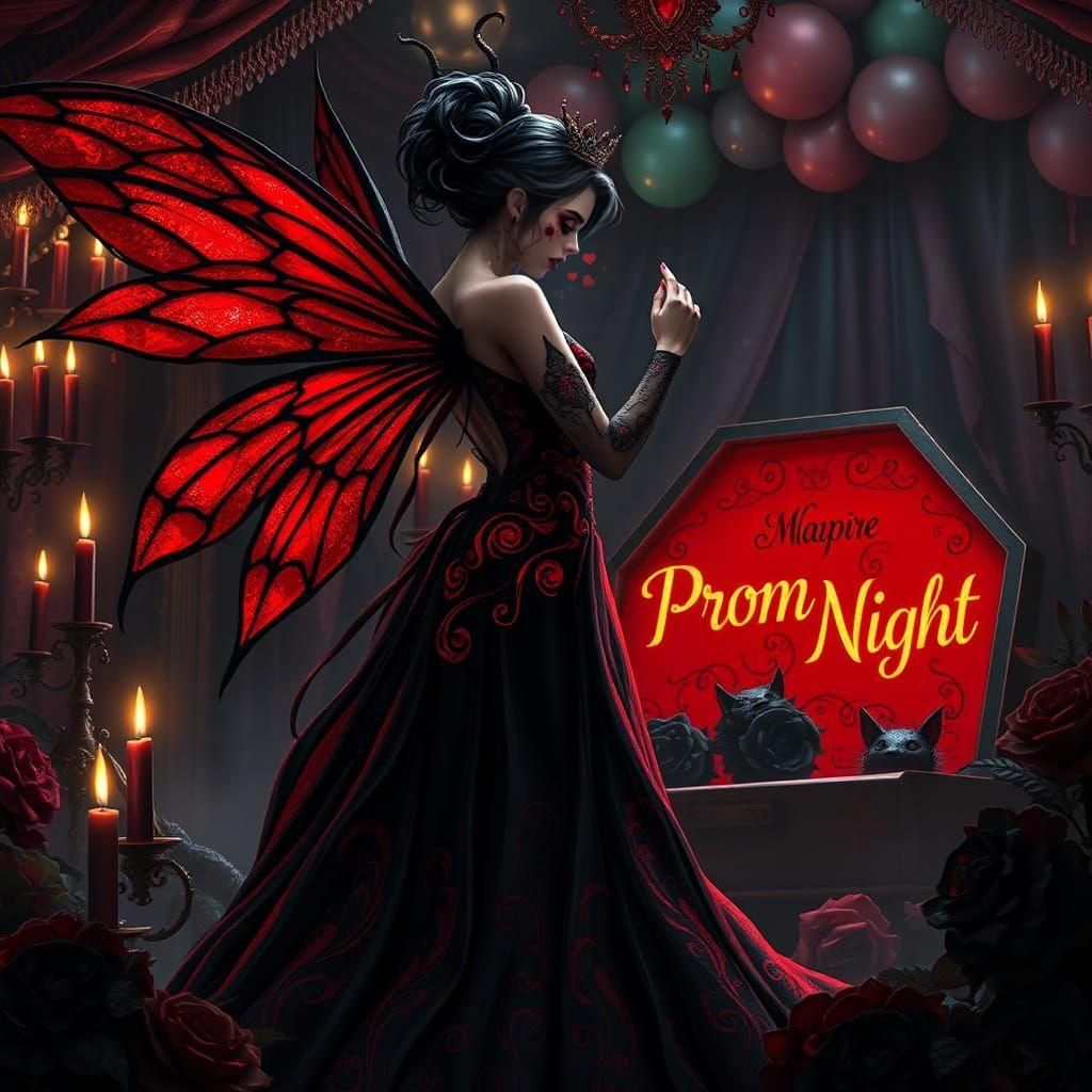 Dancing Fairy and Vampire: Dark Fantasy Art