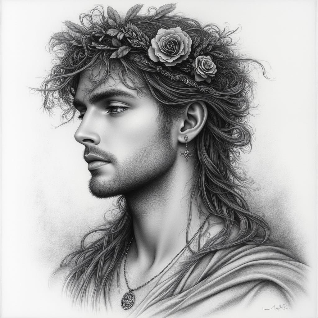 Renaissance Nobleman Portrait in Charcoal