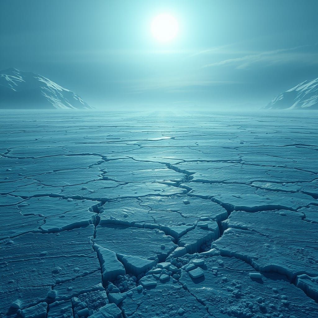 Majestic Ghessan Moonlit Landscape in Icy Blues and Greys