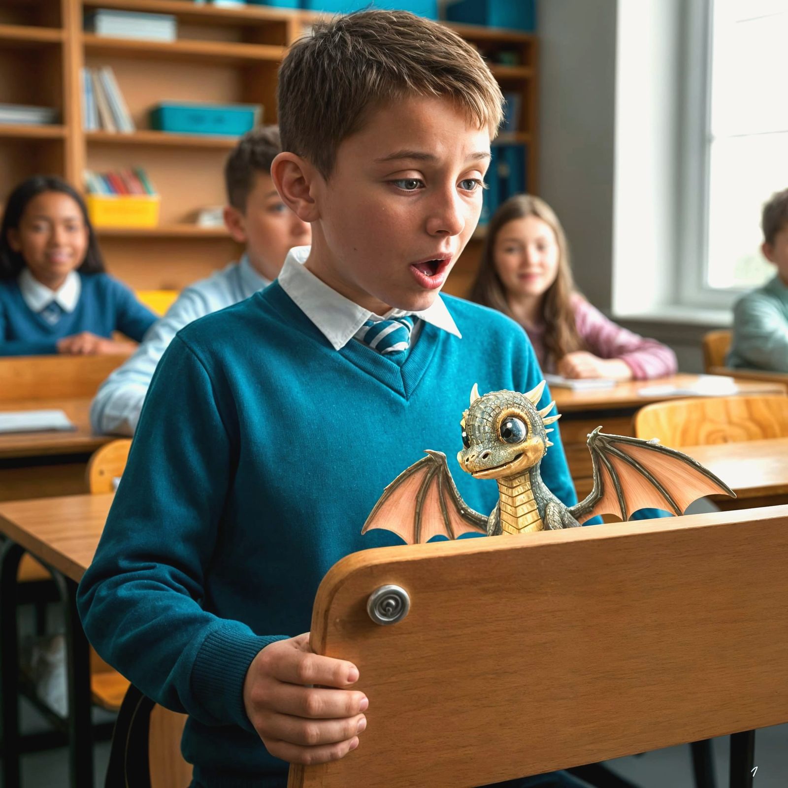 Boy Finds Baby Dragon in School Desk