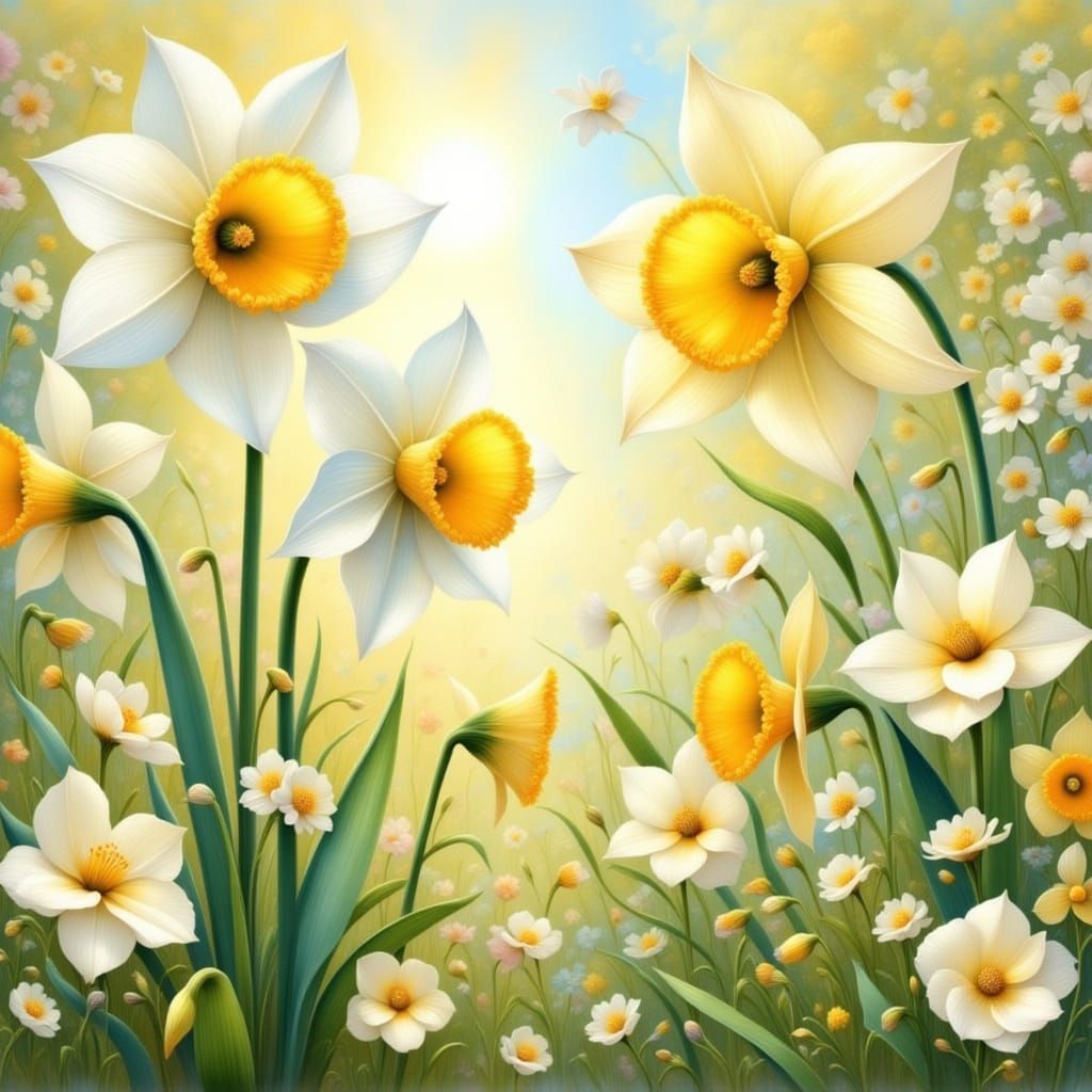 Whimsical Garden Scene in Shabby Chic Style