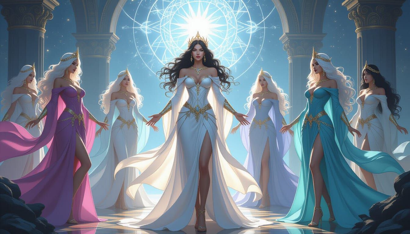 Ethereal Goddesses Gather in Hyperrealistic Fantasy Art