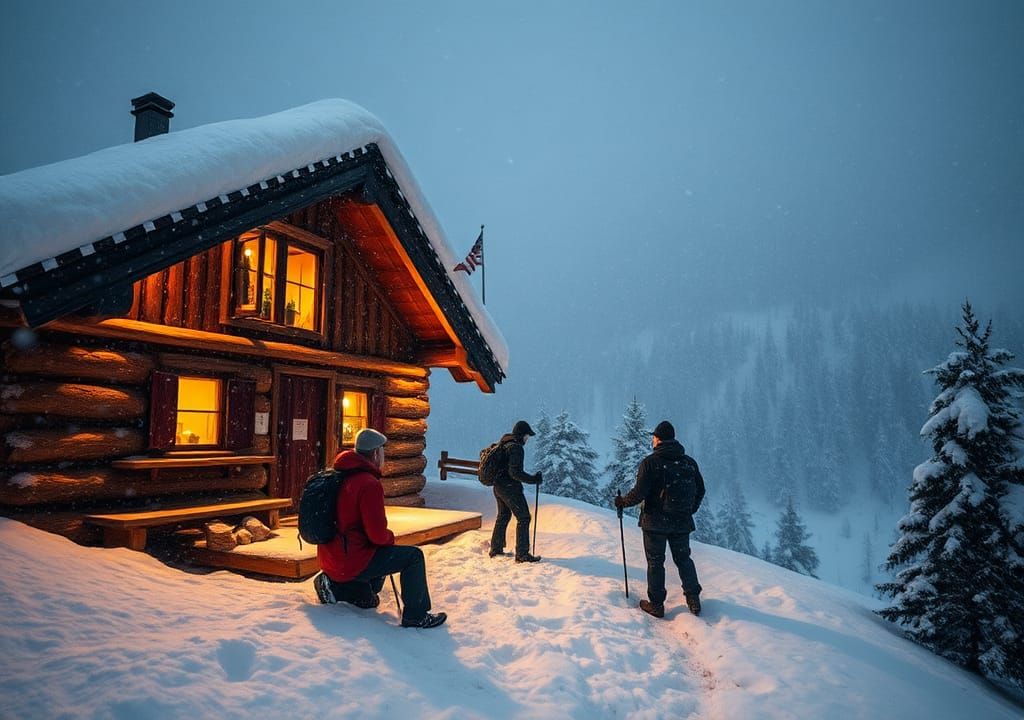 Hikers Find Shelter from Alpine Snowfall