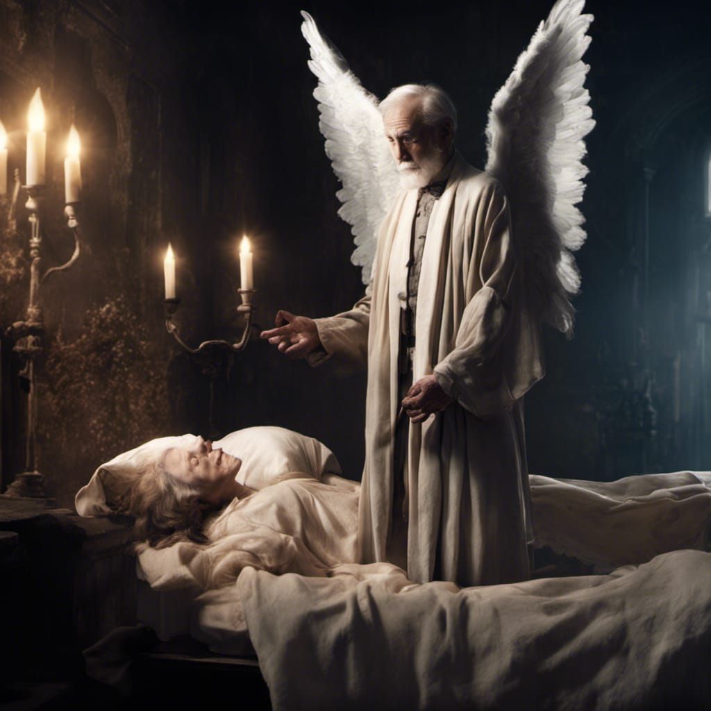 Cinematic Gothic Angel Meets Old Man