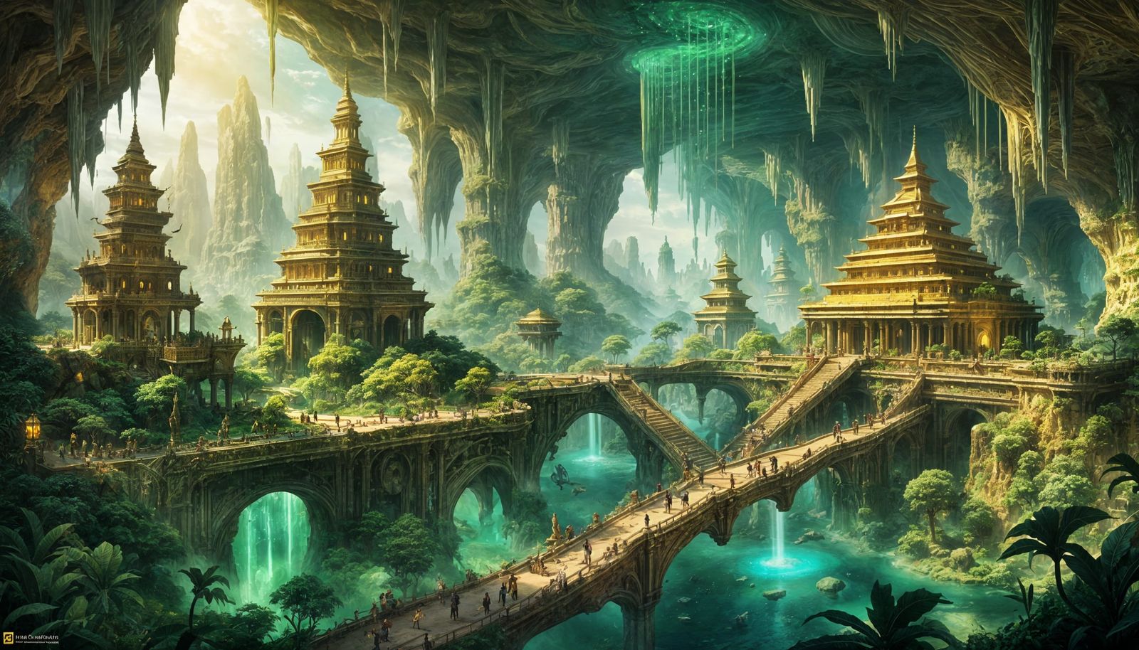 Golden Underground City of Green Inhabitants