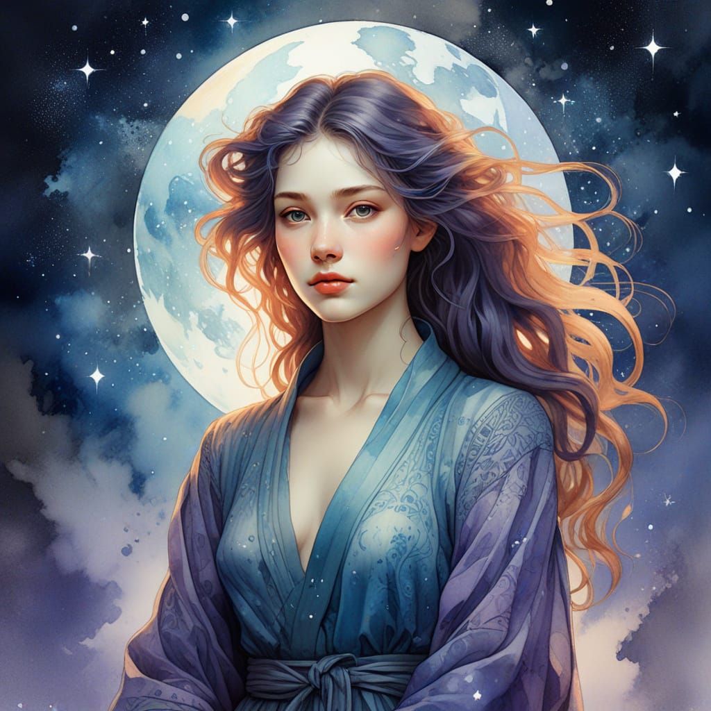 Goddess of the Cosmos in Soft, Celestial Hues