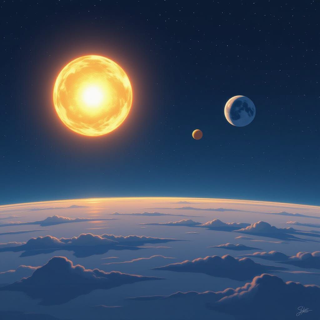 Celestial Alignment of Sun, Earth and Moon