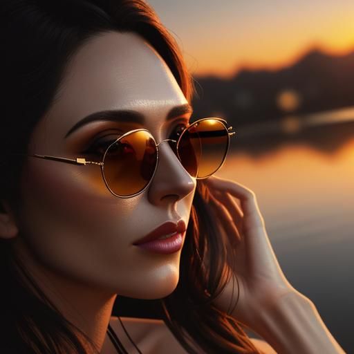 Sunset Reflection in Sunglasses: Hyperrealistic Close-up