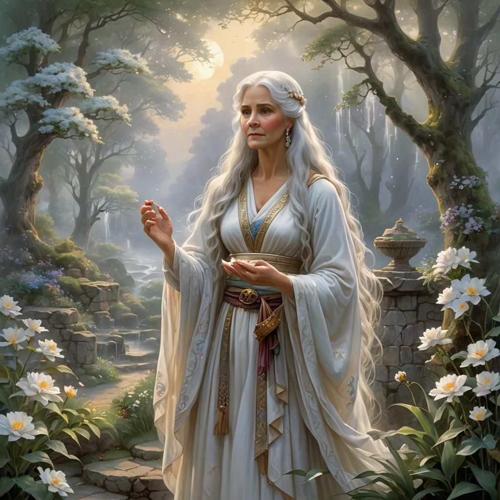 Ethereal Fantasy: Ancient Woman Embodies Wisdom