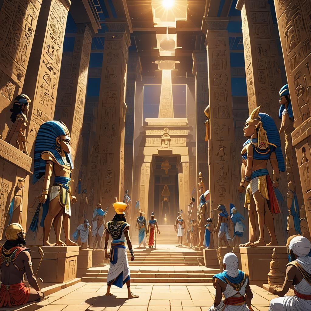Egyptian Pharaoh and Sun God Ra in Anime Style