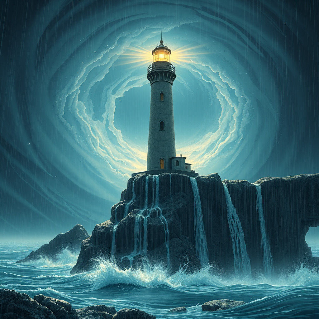 Lighthouse at the Edge of Existence in Sci-Fi Style