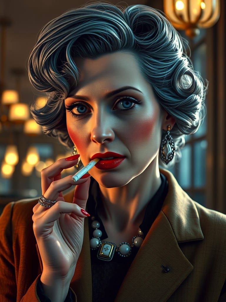 Elegant 1940s-Style Socialite Portrait