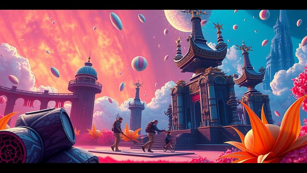 Vibrant Fantasy Concept Art in Pop Art Style