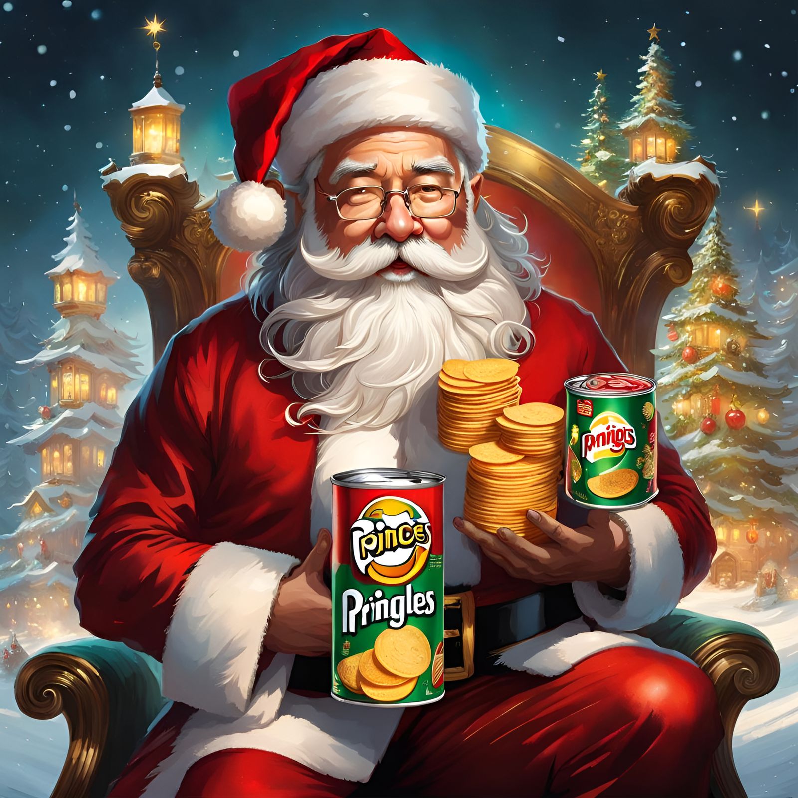 Chibi Santa Claus with Pringles, Digital Portrait