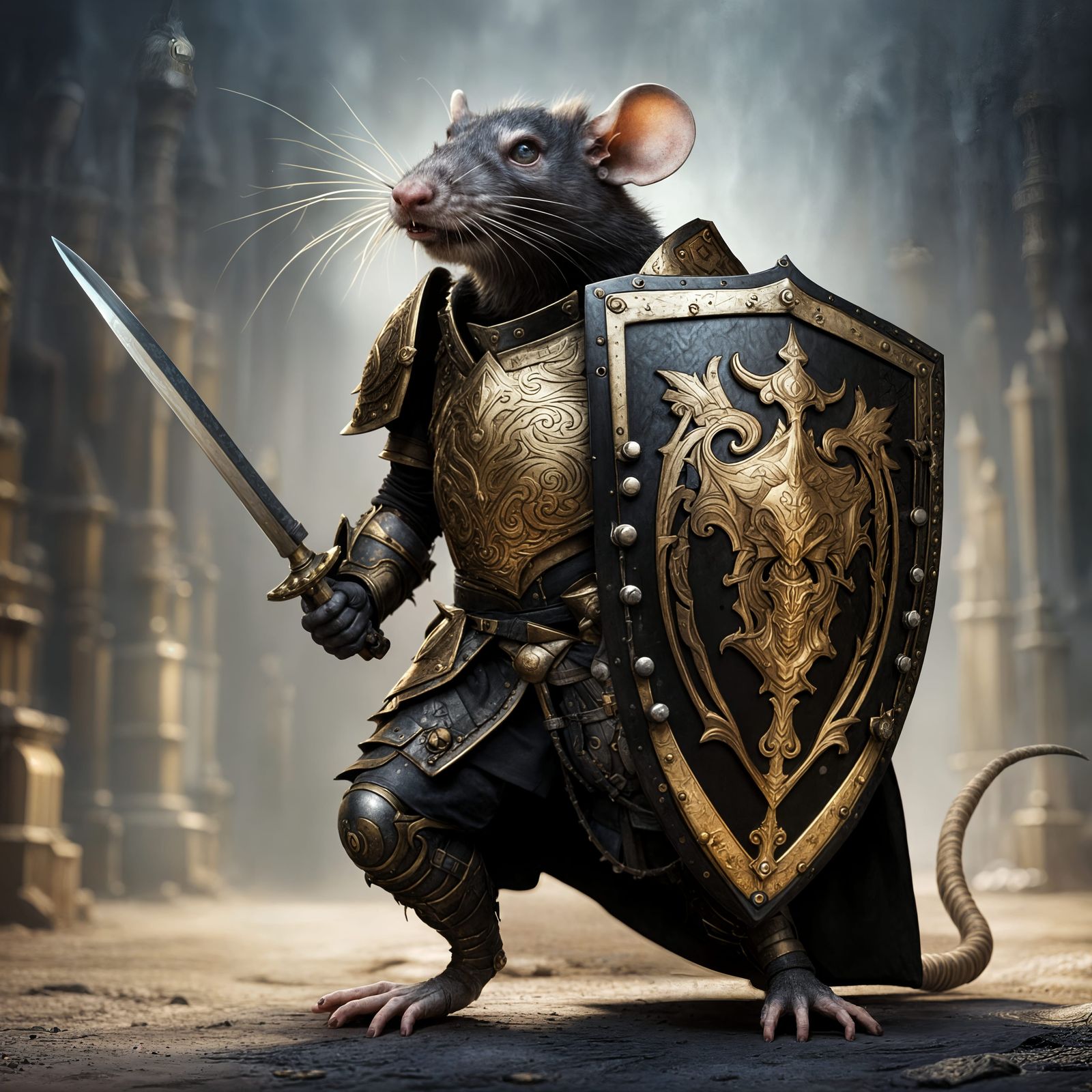 Armored Anthropomorphic Rat Warrior Concept Art