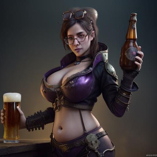 Steampunk Root Beer Care Bear: Dark Fantasy Art