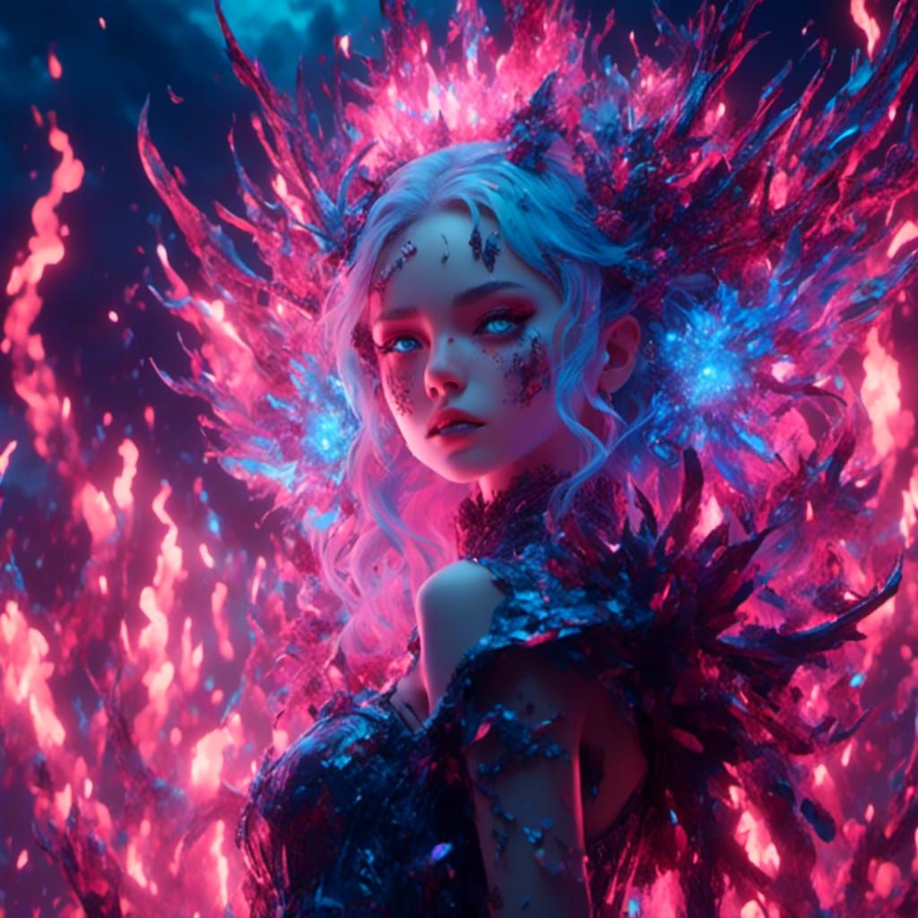 Piercing Blue Eyes Gaze Upon a Burning World