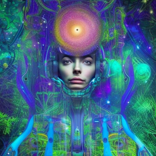 Surreal Sci-Fi Forest Dreamscape with Cosmic Stars
