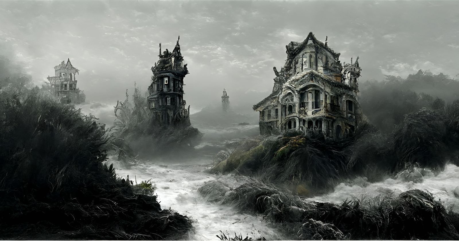 Decaying Victorian Houses: Hyperdetailed Photorealistic Digi...