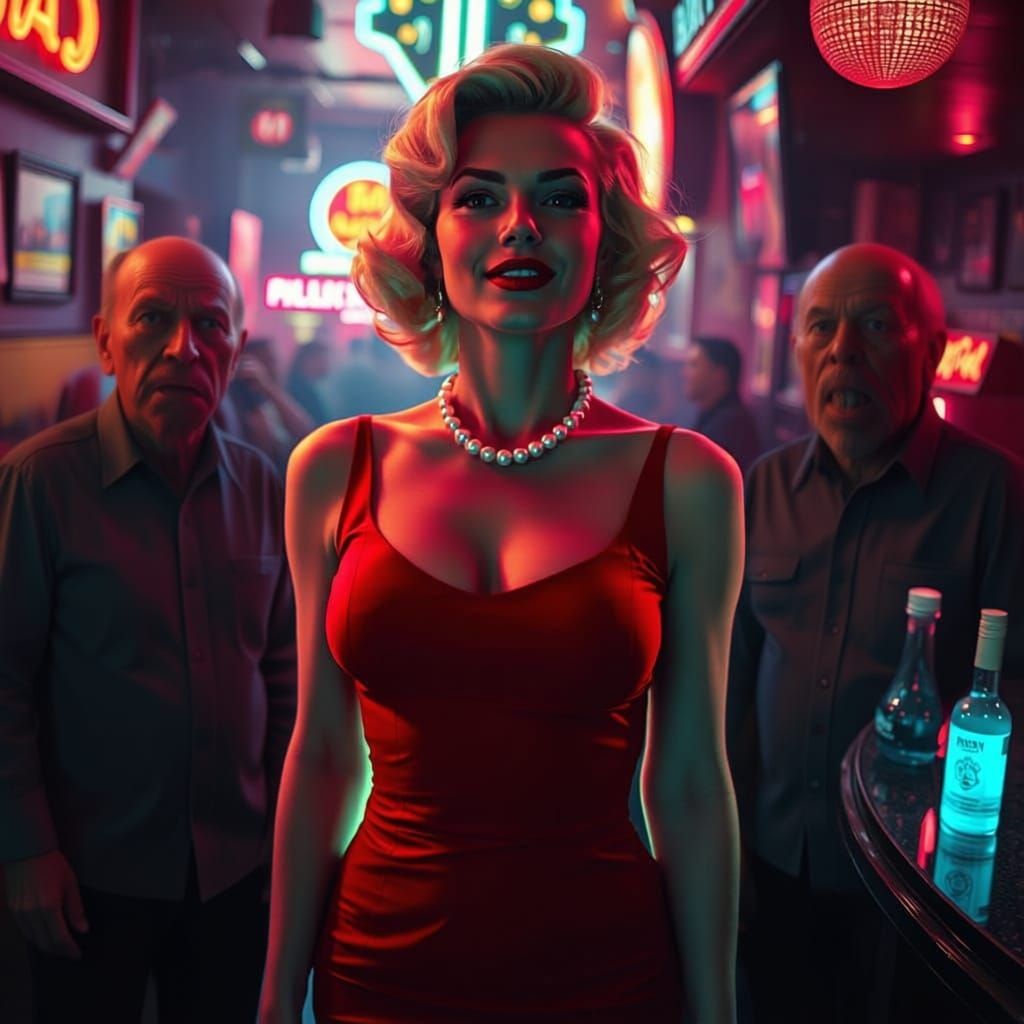 Marilyn Monroe Style Woman with Electric Aura